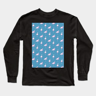 Flamingo, Flamingos pattern, Print, Tropical, Bird, Pattern, Funny art, Modern art, Wall art, Print, Minimalistic, Modern Long Sleeve T-Shirt